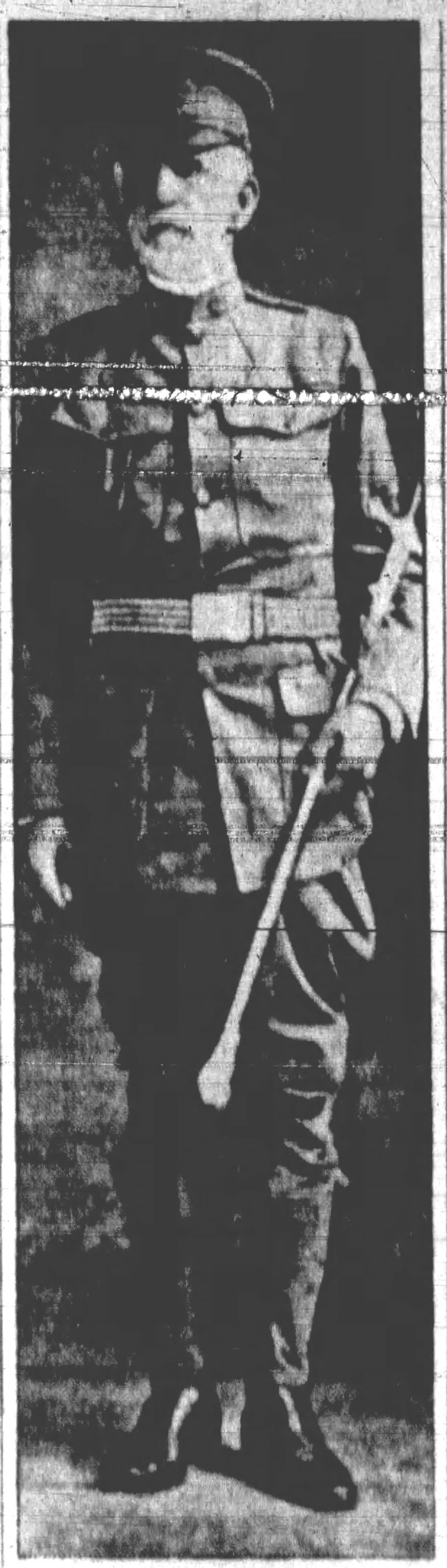 A full-length portrait of William Weaver in military regalia. Weaver has white facial hair and is wearing a cap--much of his face is obscured by the brim's shadow.