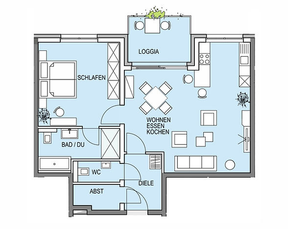 Wohnpark am Hainbach, Grundriss Wohnung