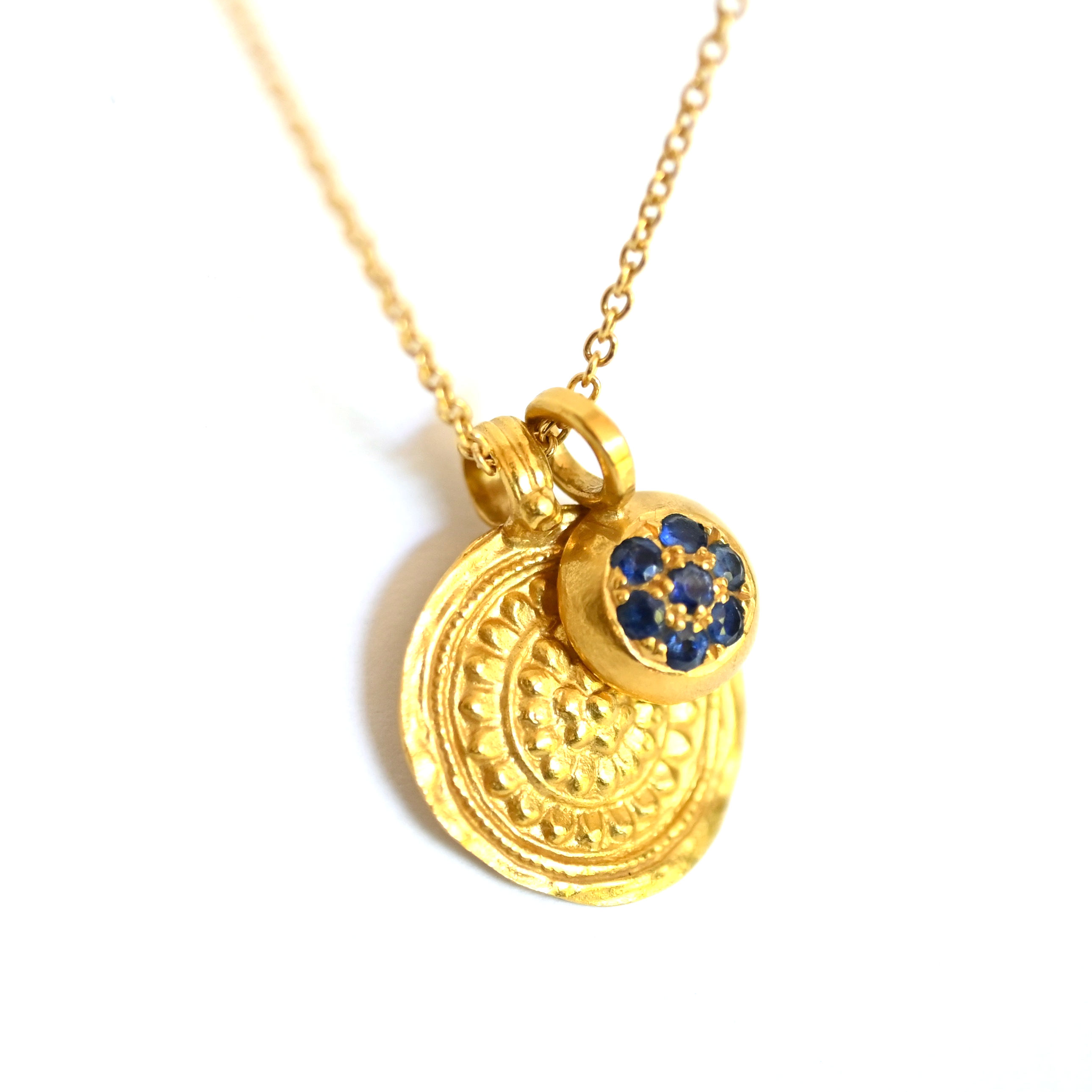 SAPPHIRE DOME LOTUS MANDALA NECKLACE