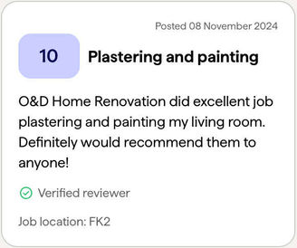 High rate about plastering and painting work done for a client in Dunfermline.