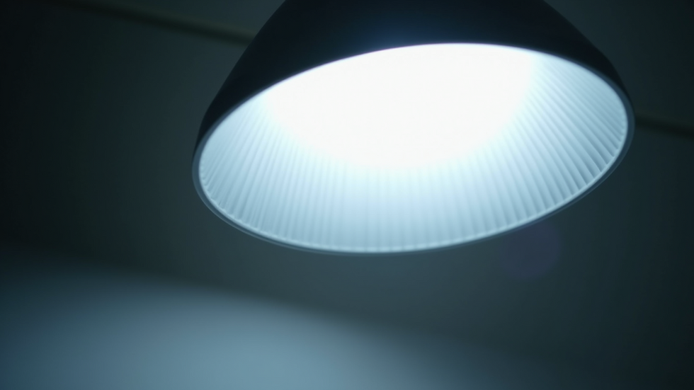 Close-up view of modern LED light fixture emitting soft white light