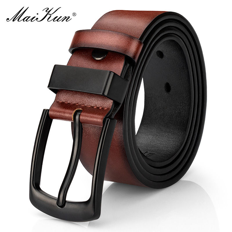 Miniatura: Cinto Largo de Couro Estilo Vintage Casual Masculino com Fivela de Pino Preta, 