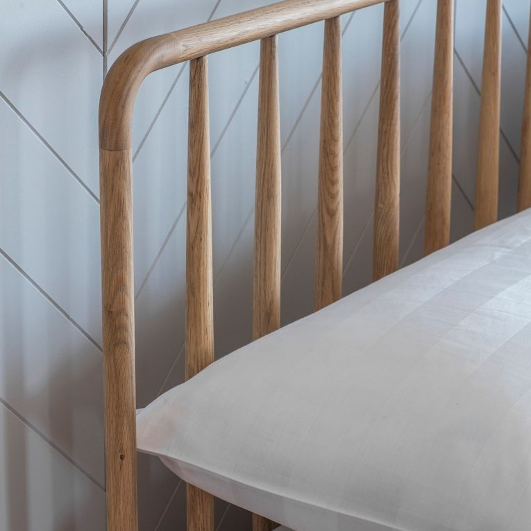 Thumbnail: Wichama Spindle Double Bed - Oak