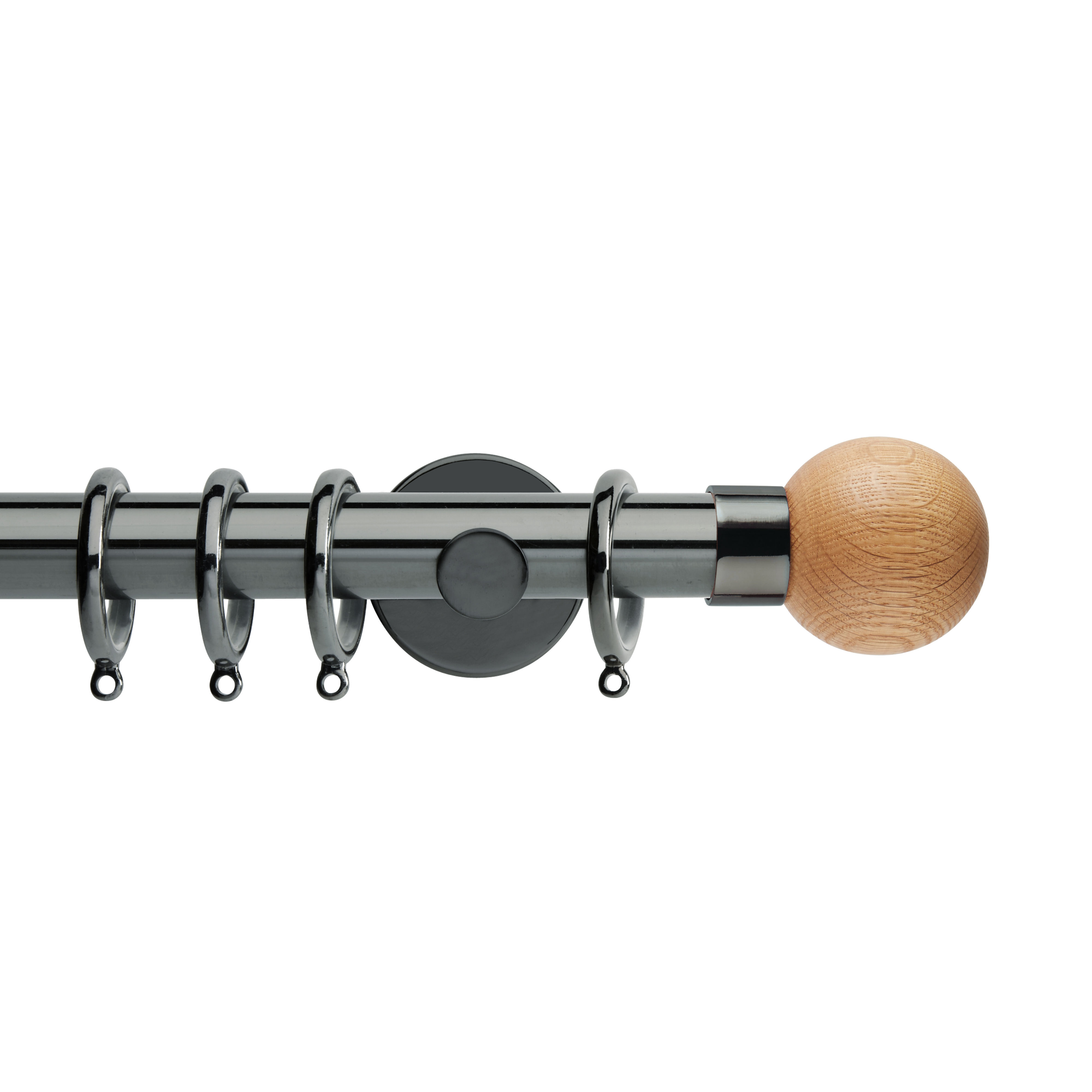 Neo Oak 28 mm Ball Curtain Pole Set - Black Nickel