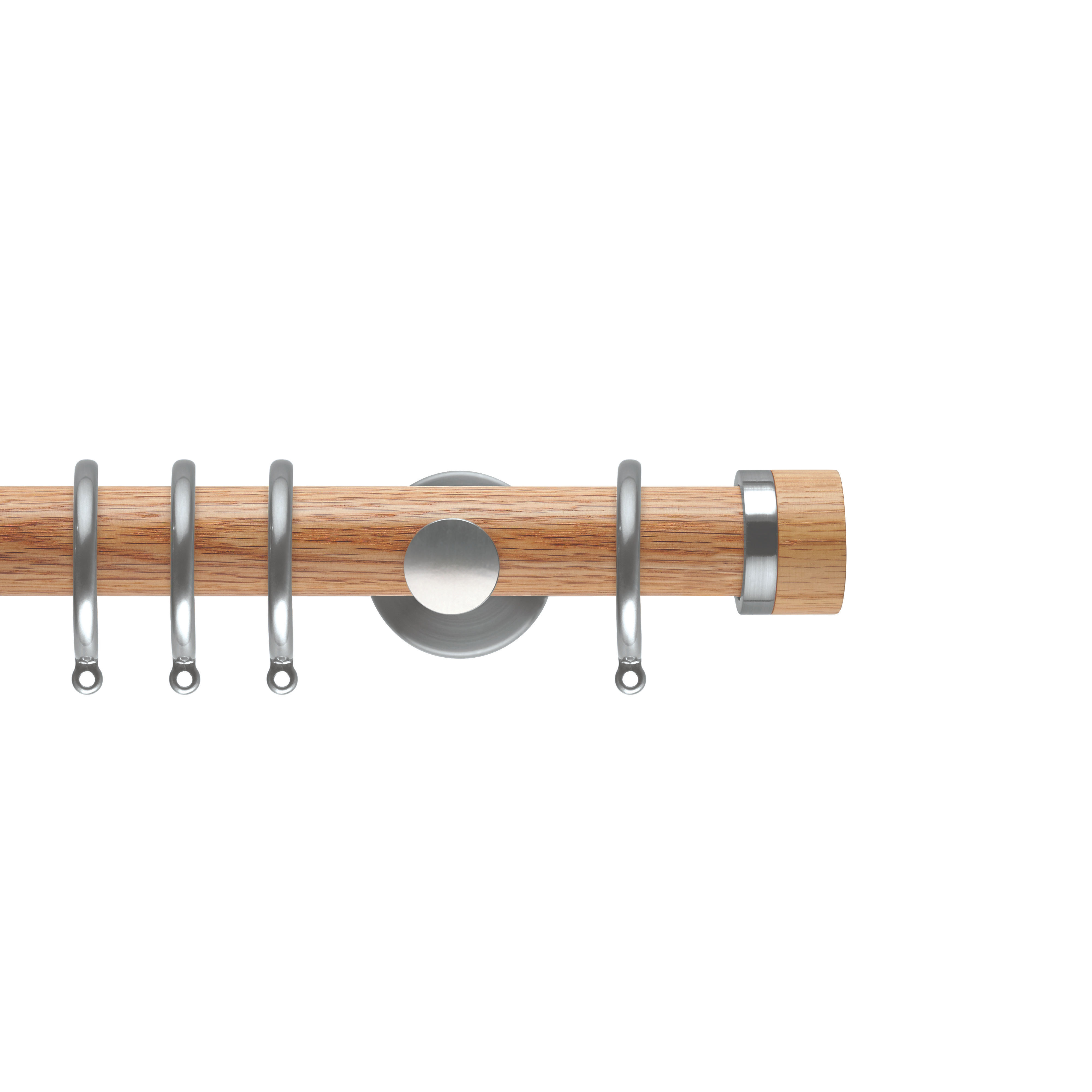 Neo Oak 35 mm Stud Curtain Pole Set - Stainless Steel