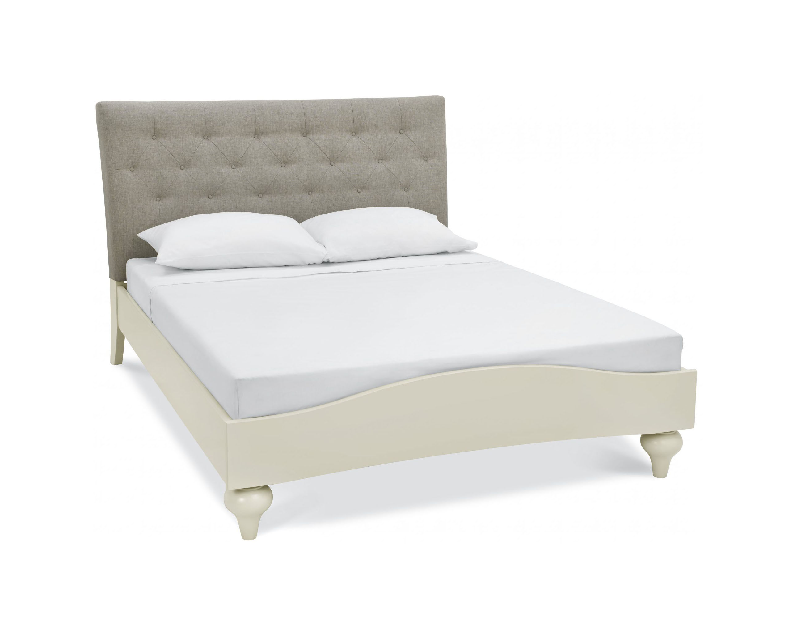 Montreux Antique White Uph Bedstead Diamond Stitch Pebble Brown Fabric - Double