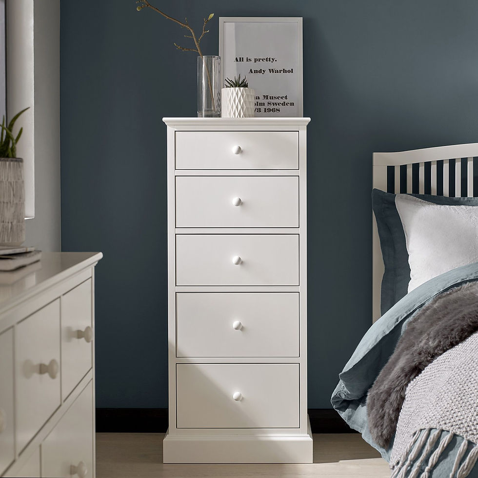 Thumbnail: Ashby White 5 Drawer Tall Chest