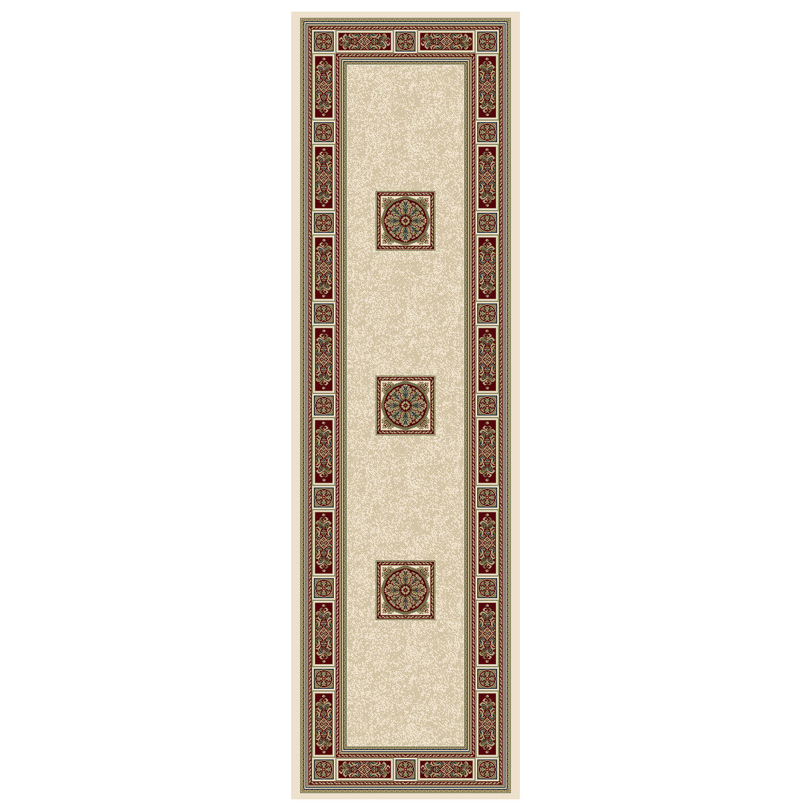 Di Vinci V Runner Rug - Beige/ Red