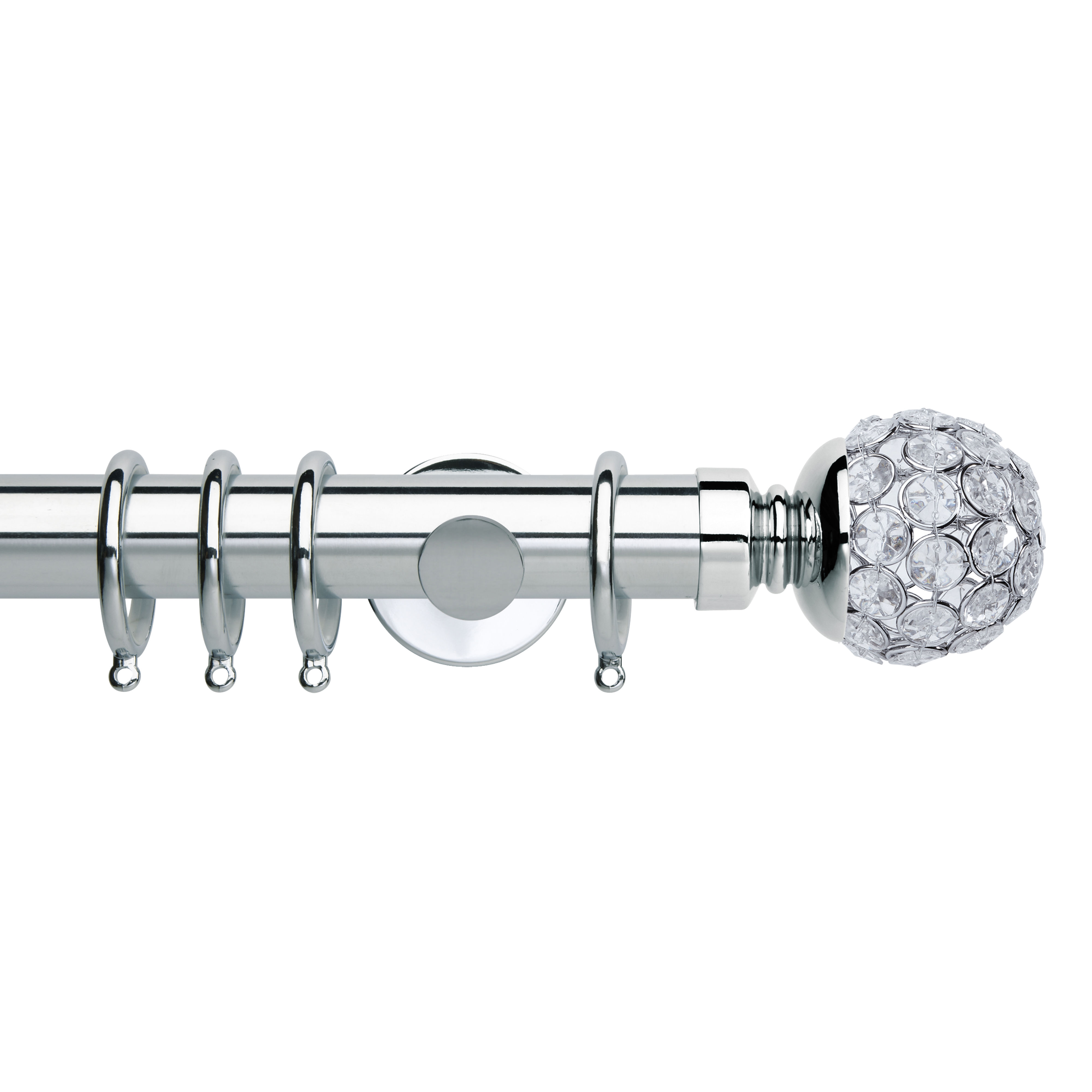 Neo Style 35 mm Jewelled Ball Curtain Pole Set - Chrome