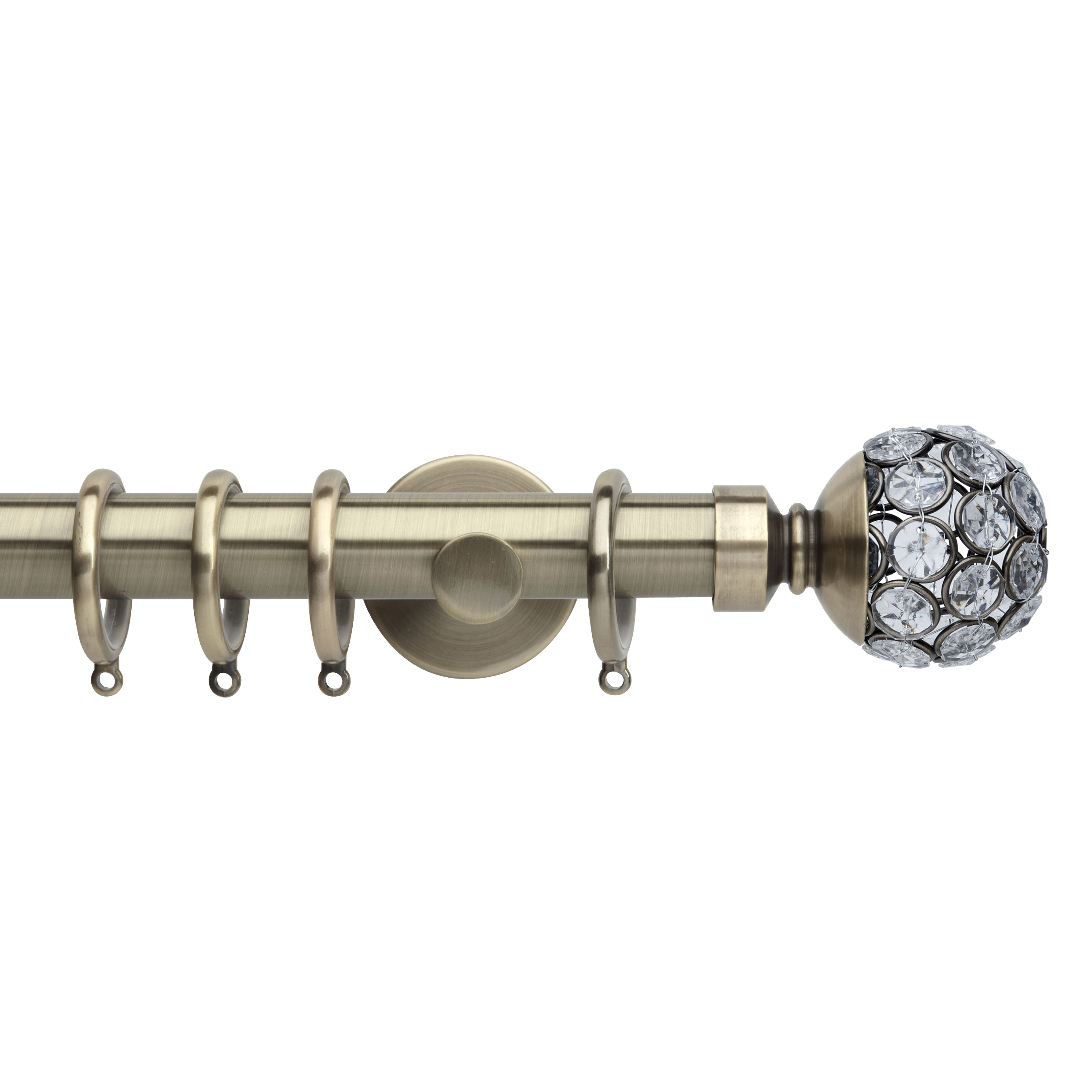 Neo Style 28 mm Jewelled Ball Curtain Pole Set - Spun Brass