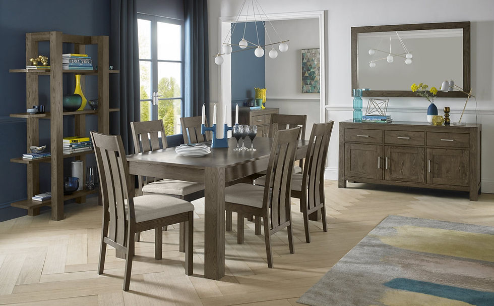 Thumbnail: Turin Dark Oak Slatted Chair - Pebble Grey Fabric (Sold in Pairs)