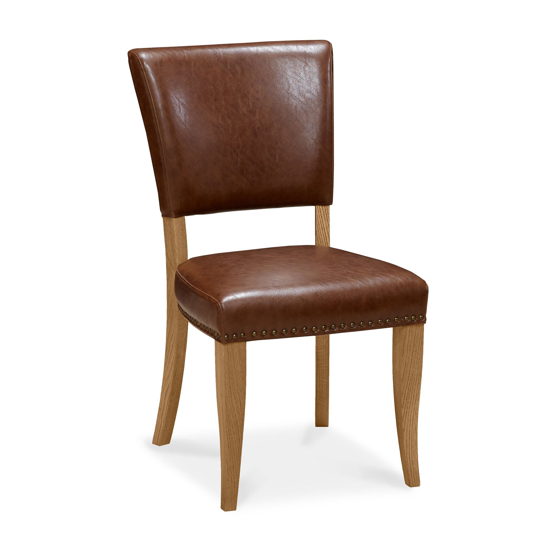 Belgrave Rustic Oak Uph Chair - Rustic Tan Faux Leather (Pair)