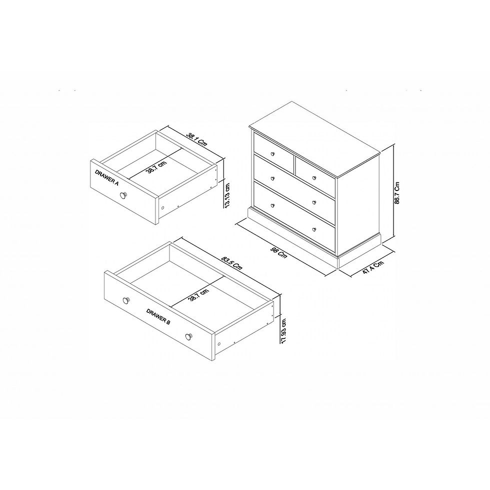 Thumbnail: Ashby Soft Grey 2+2 Drawer Chest