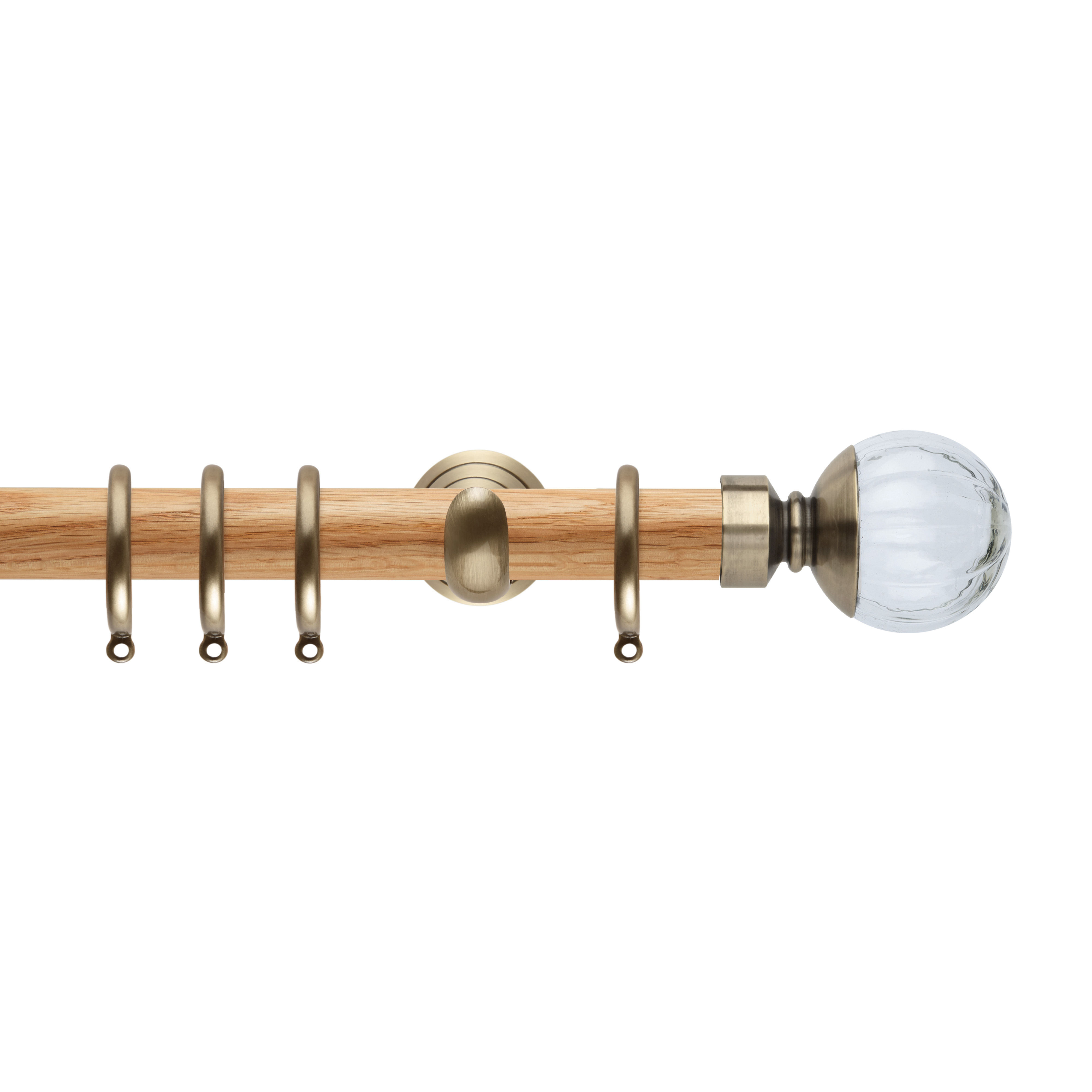 Neo Oak 28 mm Pumpkin Ball Curtain Pole Set - Spun Brass