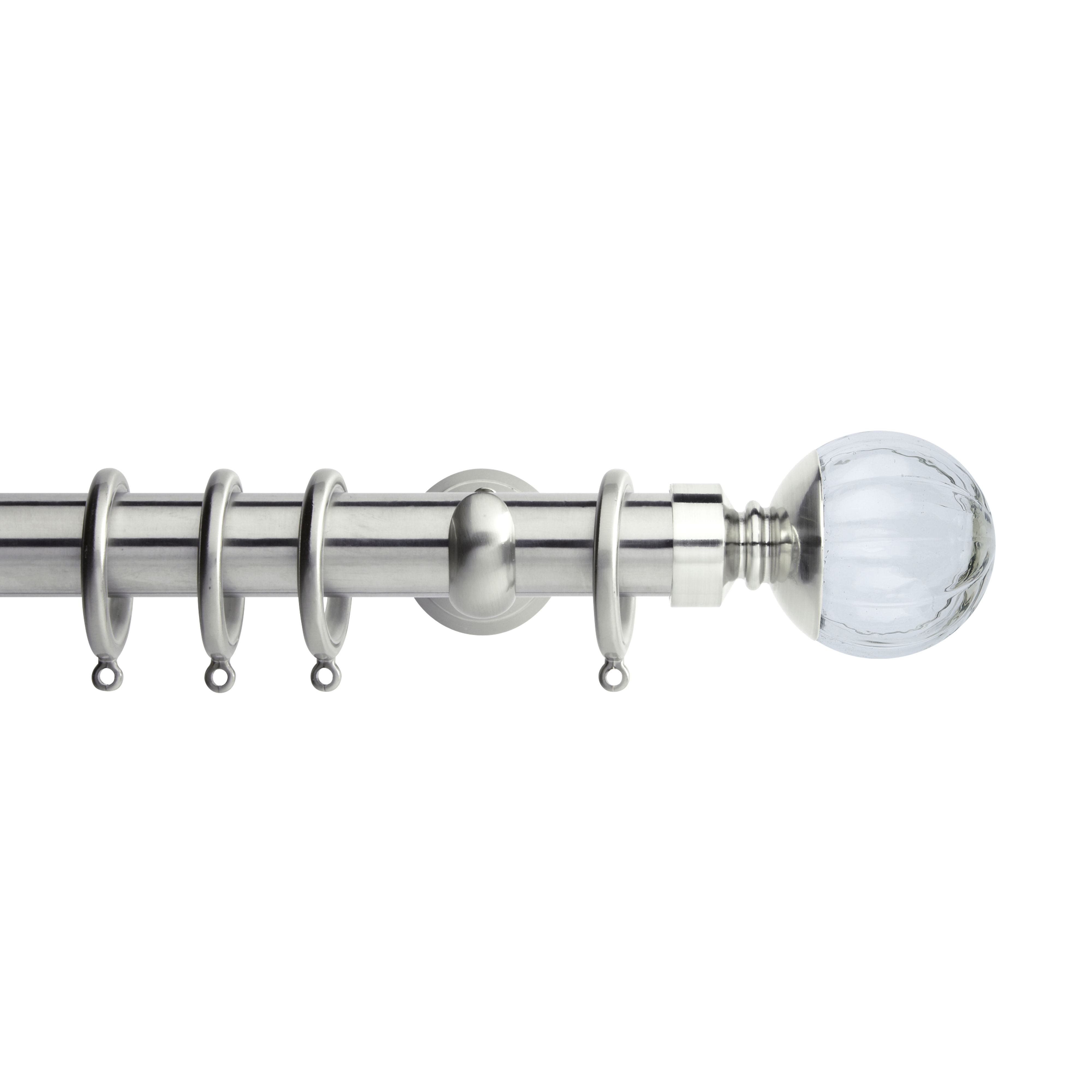 Neo Style 28 mm Clear Pumpkin Ball Curtain Pole Set - Stainless Steel
