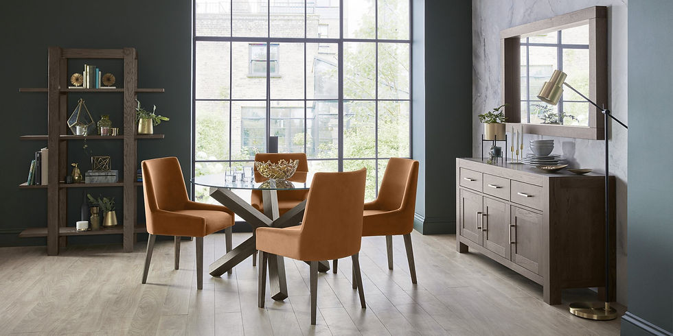 Thumbnail: Ella Dark Oak Scoop Back Chair - Harvest Pumpkin Velvet Fabric (Pair)