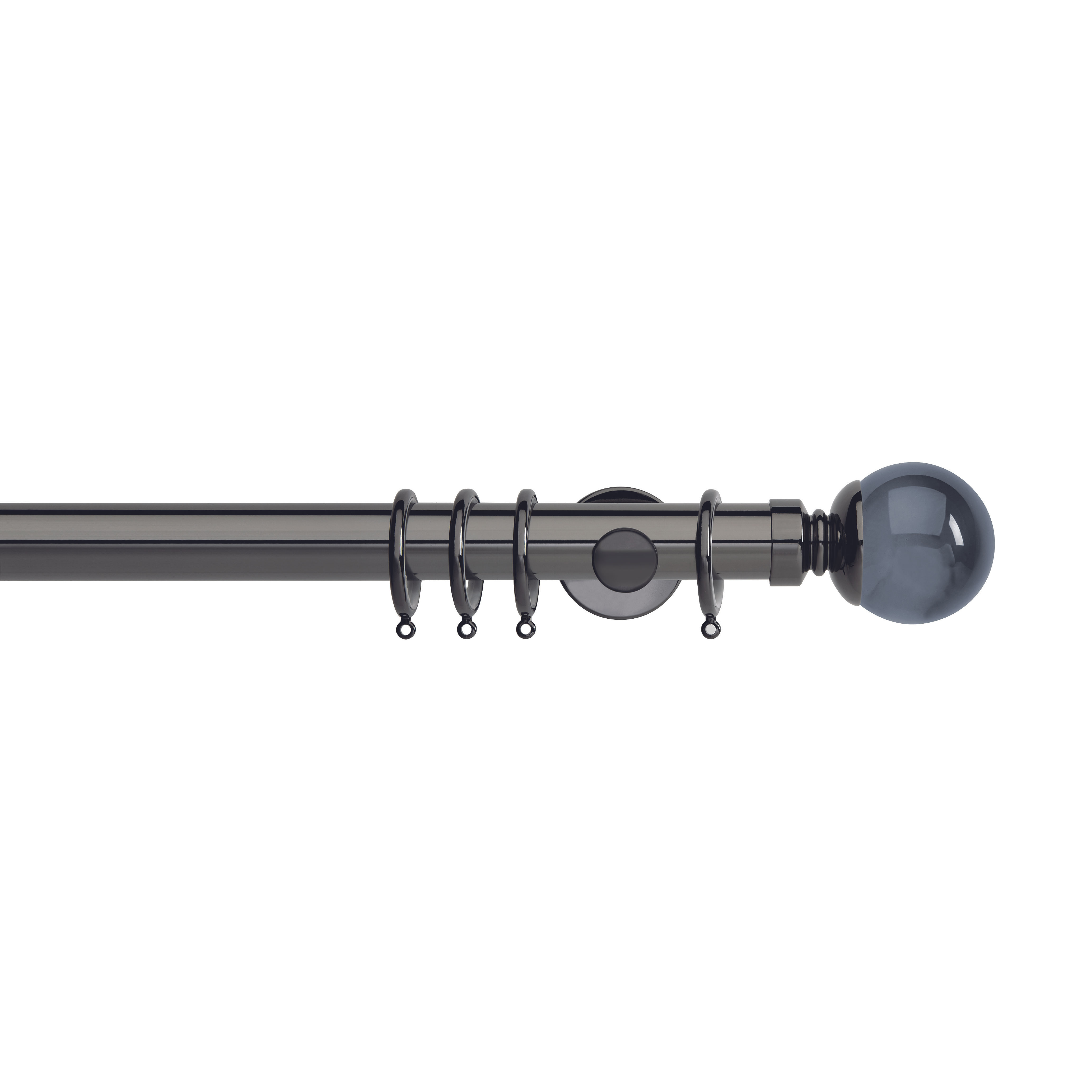Neo Premium 35 mm Smoke Grey Ball Curtain Pole Set - Black Nickel