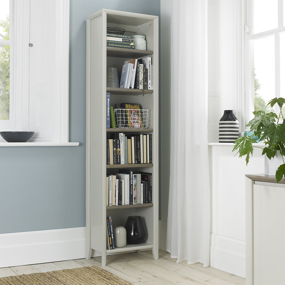 Thumbnail: Bergen Grey Washed Oak & Soft Grey Narrow Bookcase