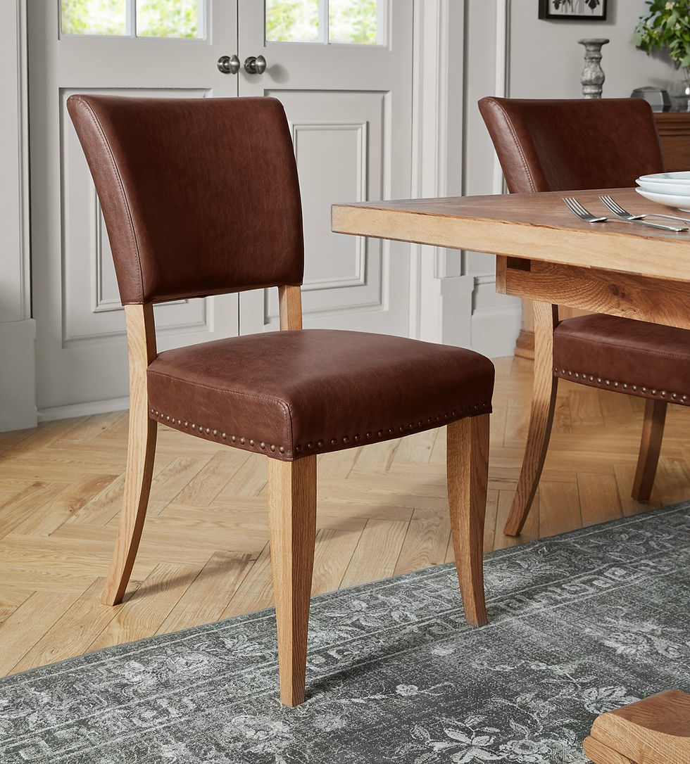 Thumbnail: Belgrave Rustic Oak Uph Chair - Rustic Tan Faux Leather (Pair)