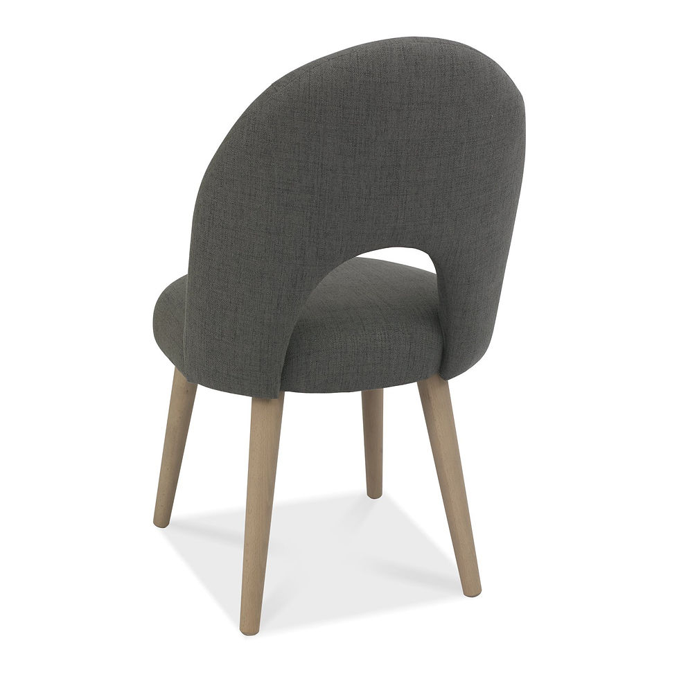 Thumbnail: Dansk Scandi Oak Upholstered Chair - Cold Steel Fabric (Pair)