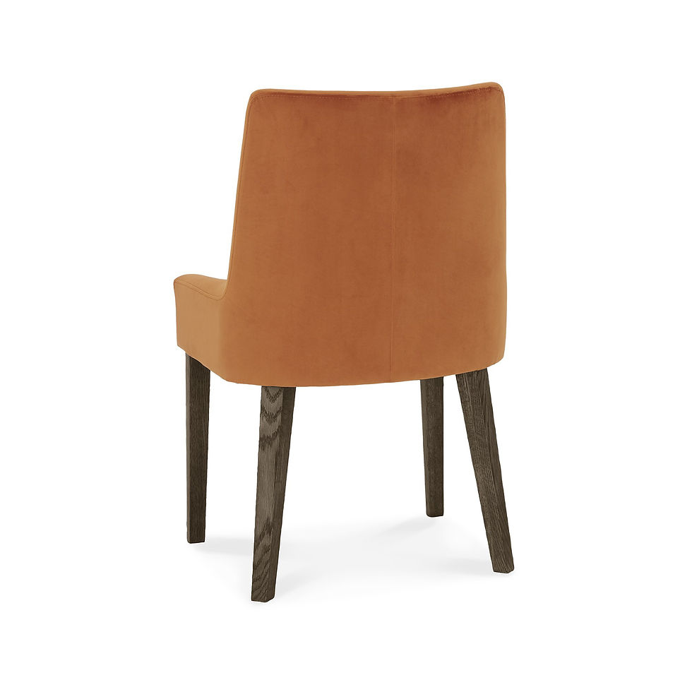Thumbnail: Ella Dark Oak Scoop Back Chair - Harvest Pumpkin Velvet Fabric (Pair)
