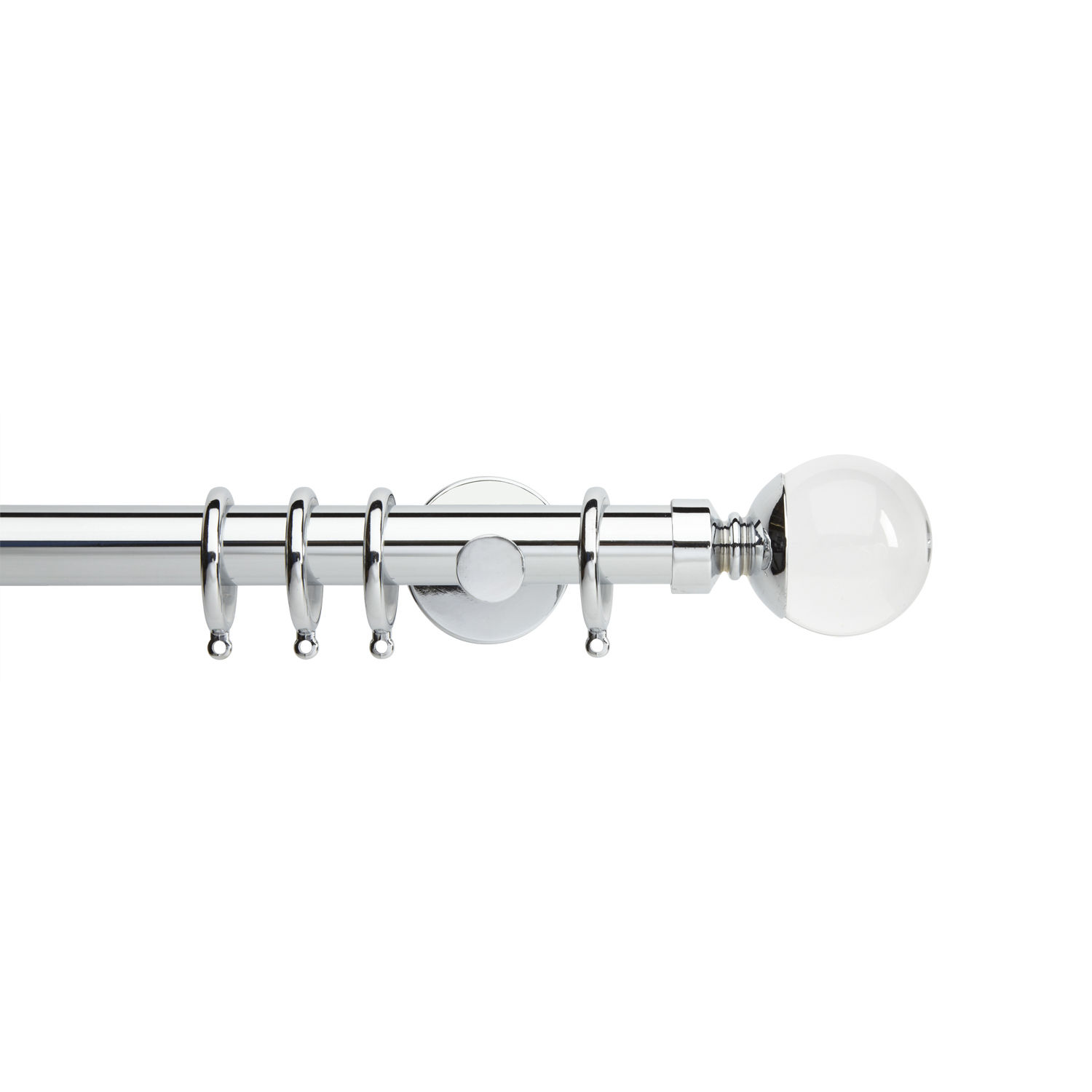 Neo Premium 28 mm Clear Ball Curtain Pole Set - Chrome