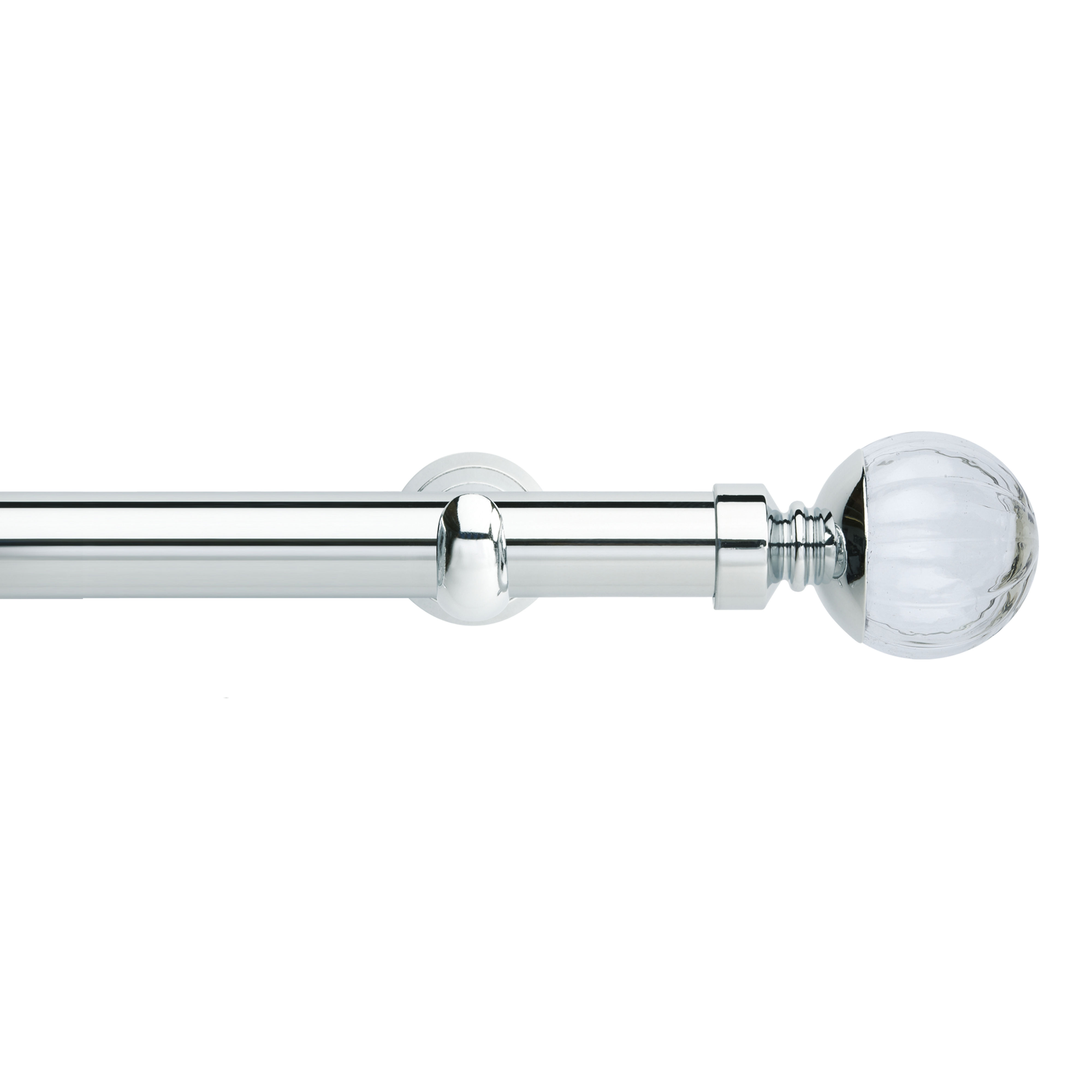 Neo Style 28 mm Clear Pumpkin Ball Eyelet Curtain Pole Set - Chrome