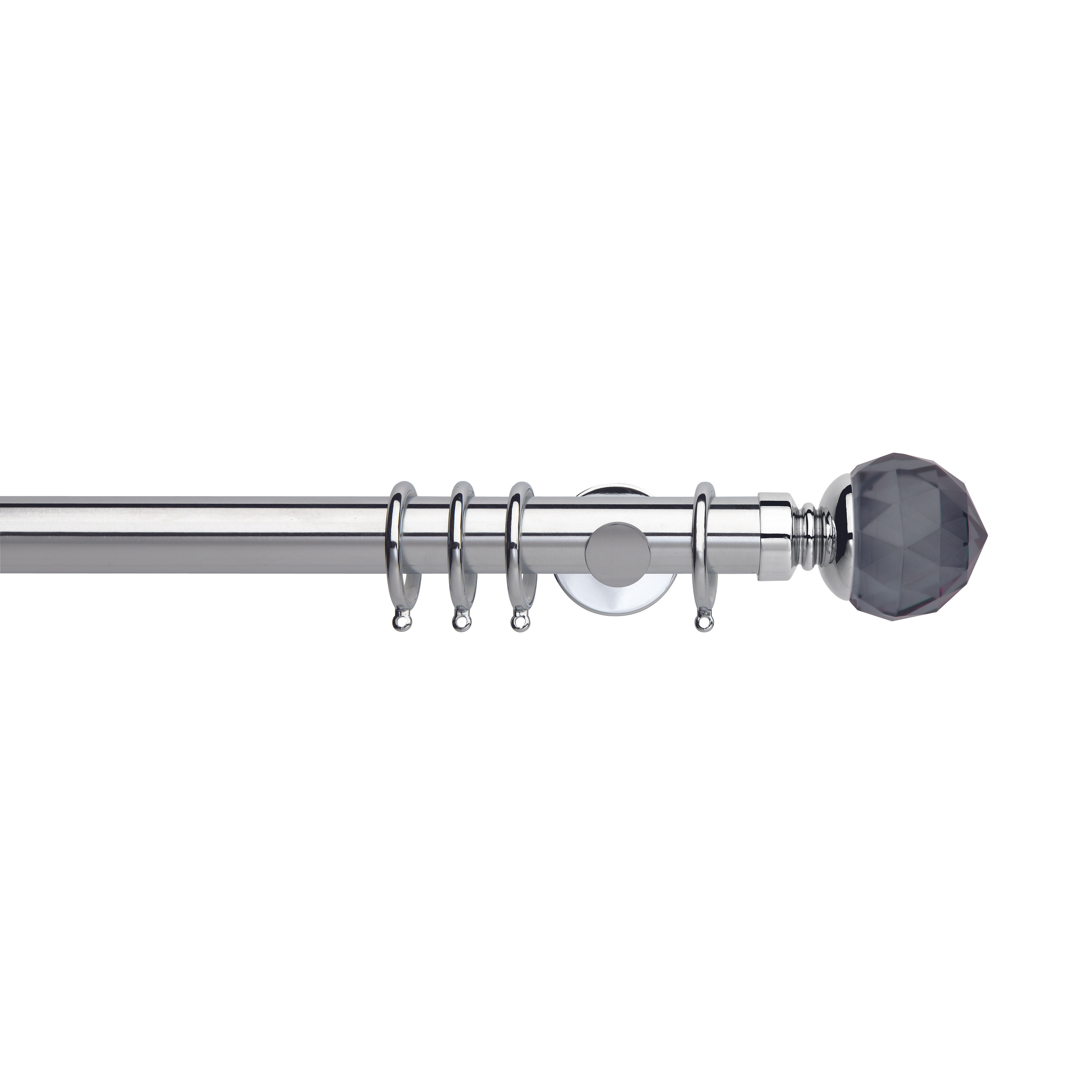 Neo Premium 35 mm Smoke Grey Faceted Ball Curtain Pole Set - Chrome