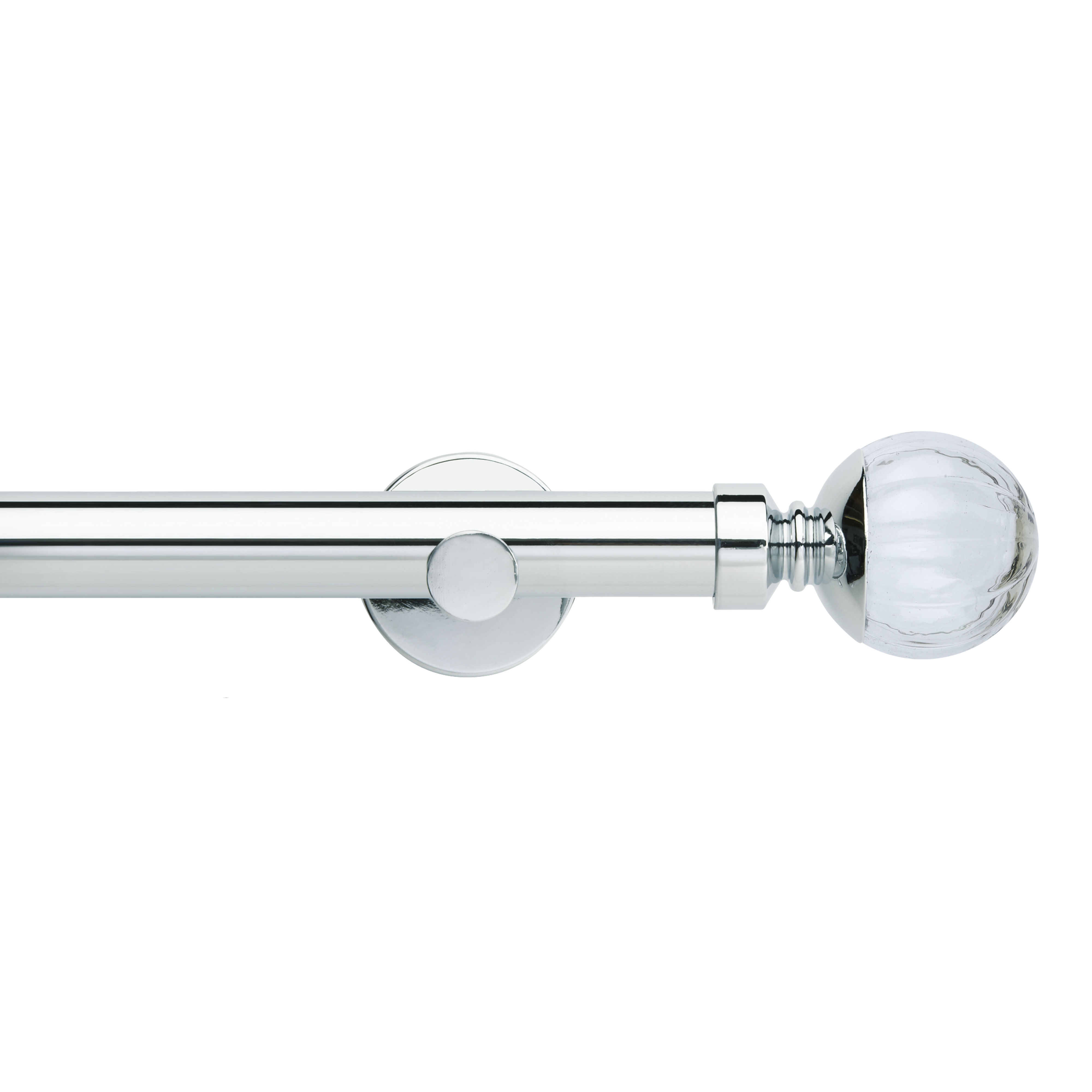 Neo Style 28 mm Clear Pumpkin Ball Eyelet Curtain Pole Set - Chrome