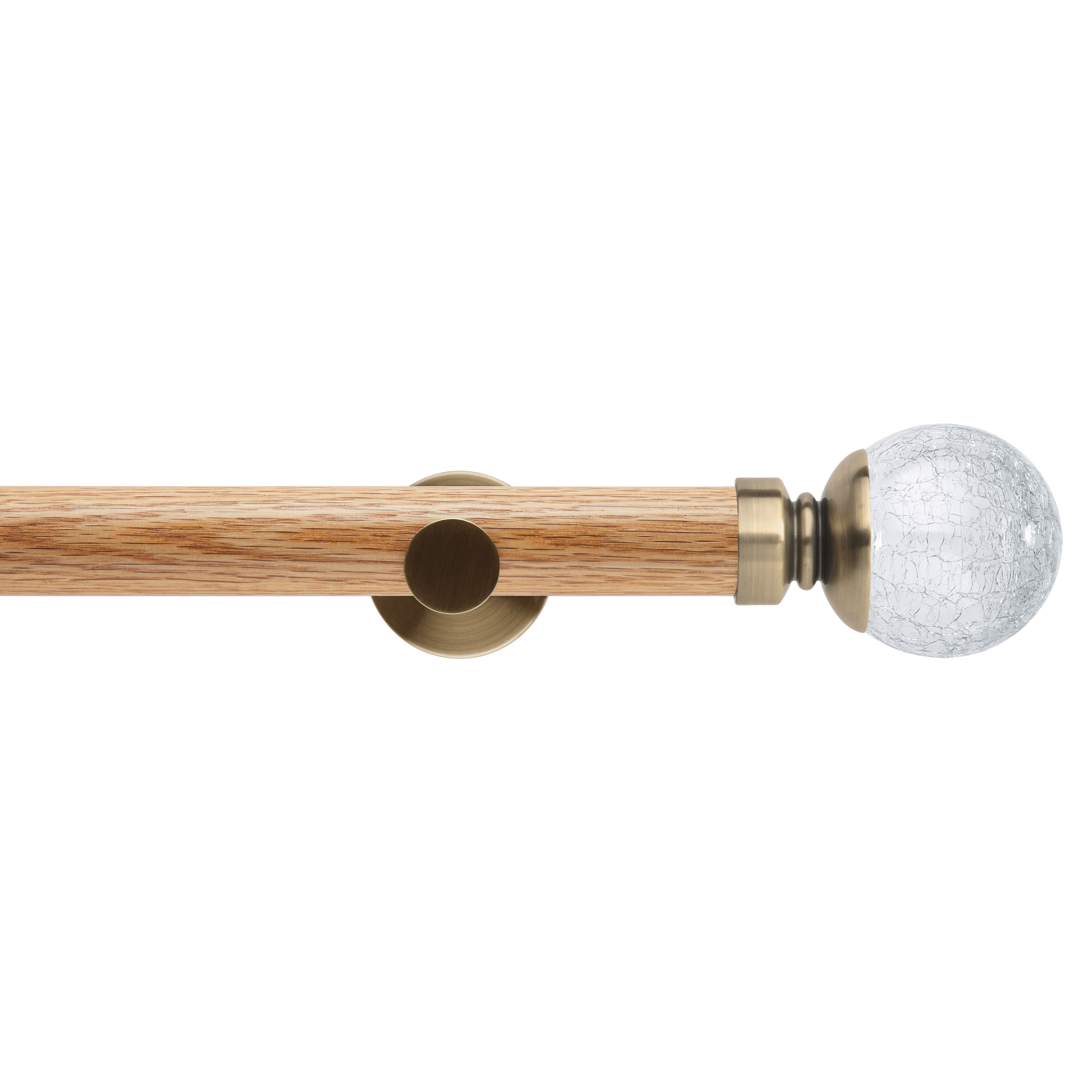 Neo Oak 35 mm Crackled Ball Eyelet Curtain Pole Set - Spun Brass