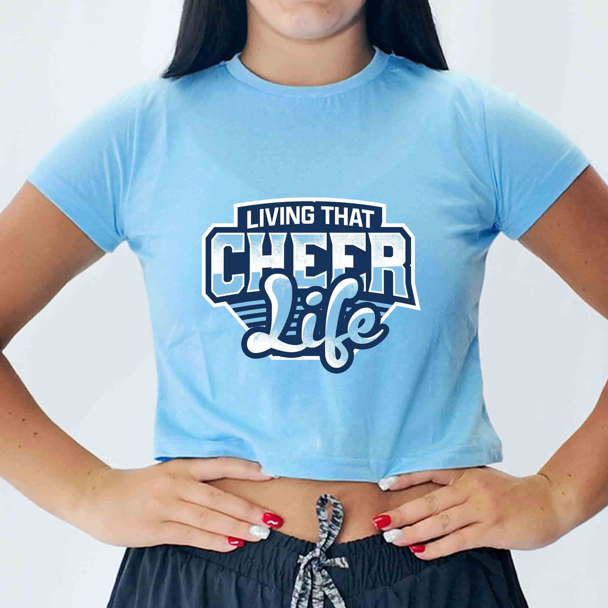 Cheer Life Blue Cropped Tee