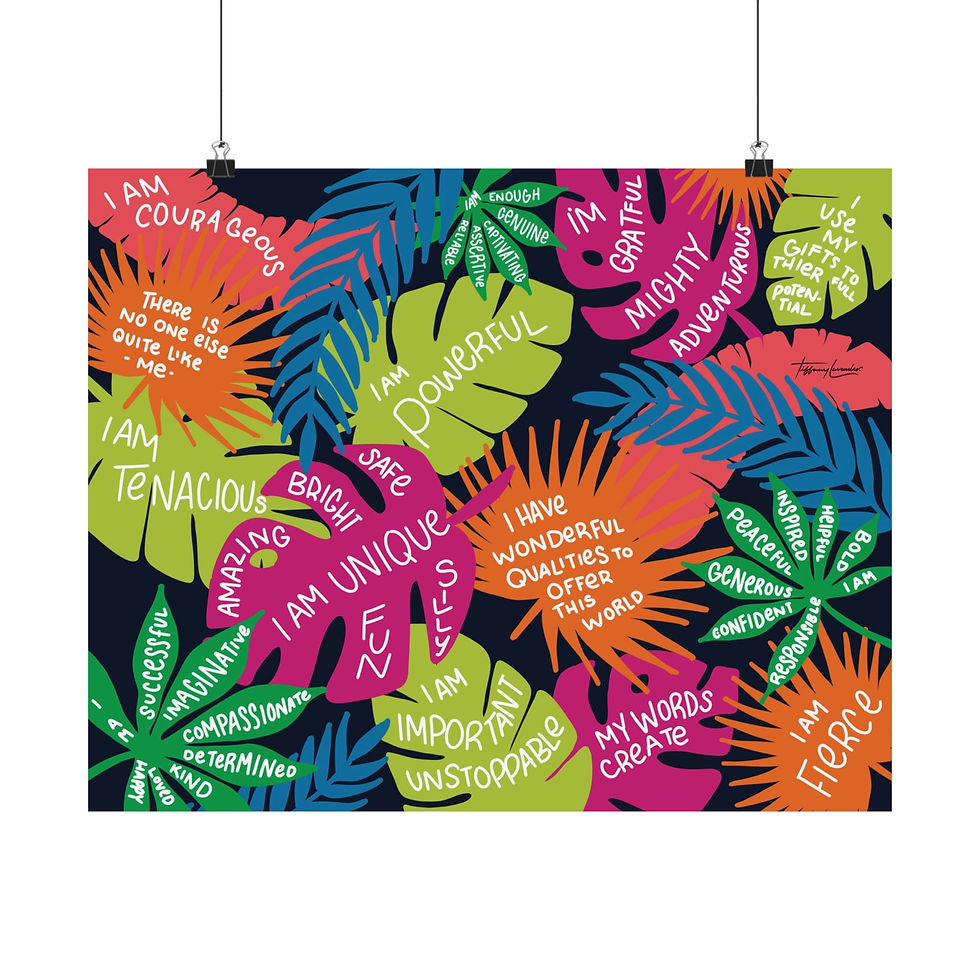 Thumbnail: Leaves of Love Poster Print - Jungle Leaves with Uplifting Affirmations