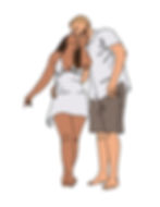 Couple engagement gift simple line drawing with color