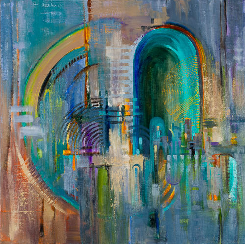 Cool Blues 18x18" oil on canvas SOLD