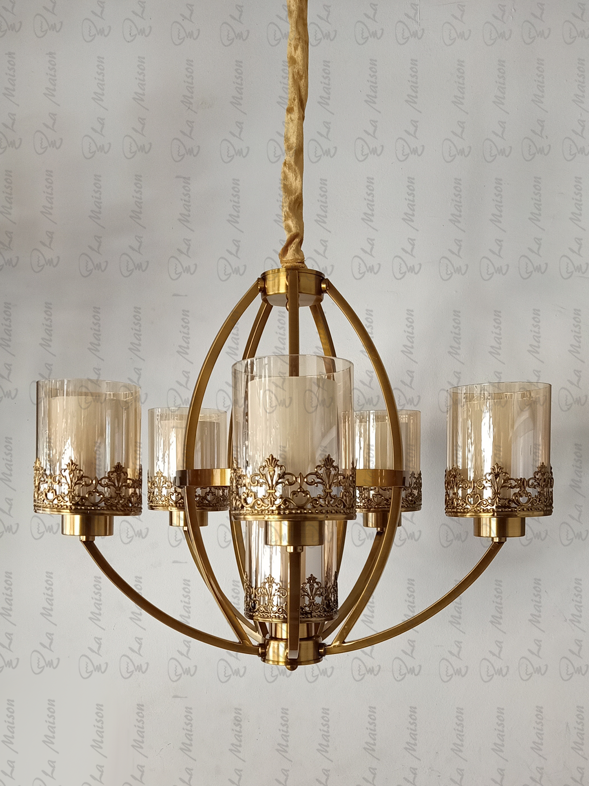 نجفة كلاسيك كريتال ذهبى 5 لمبة