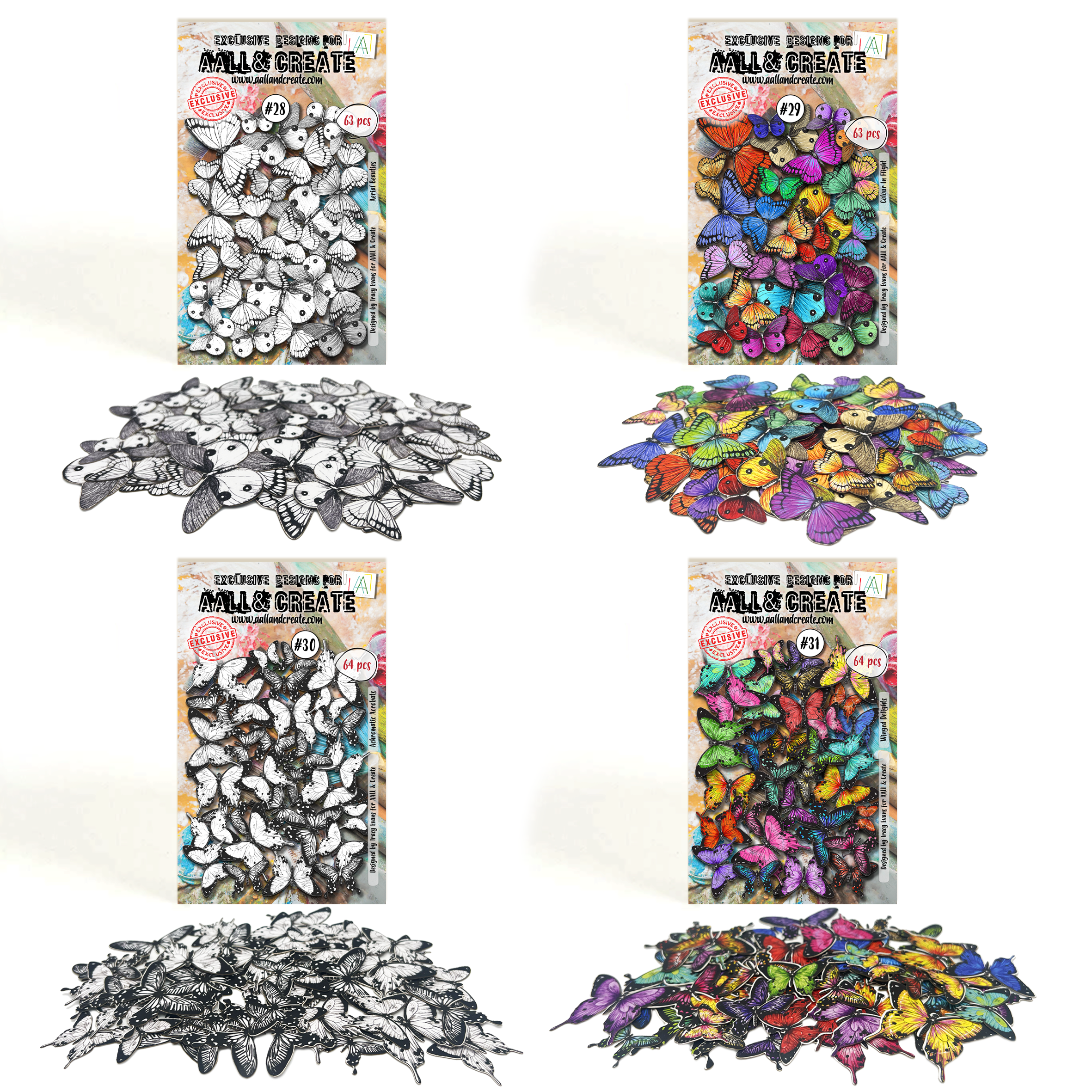 AALL & Create Tracy Evans 4 x Packs of Ephemera Die Cuts - Butterflies
