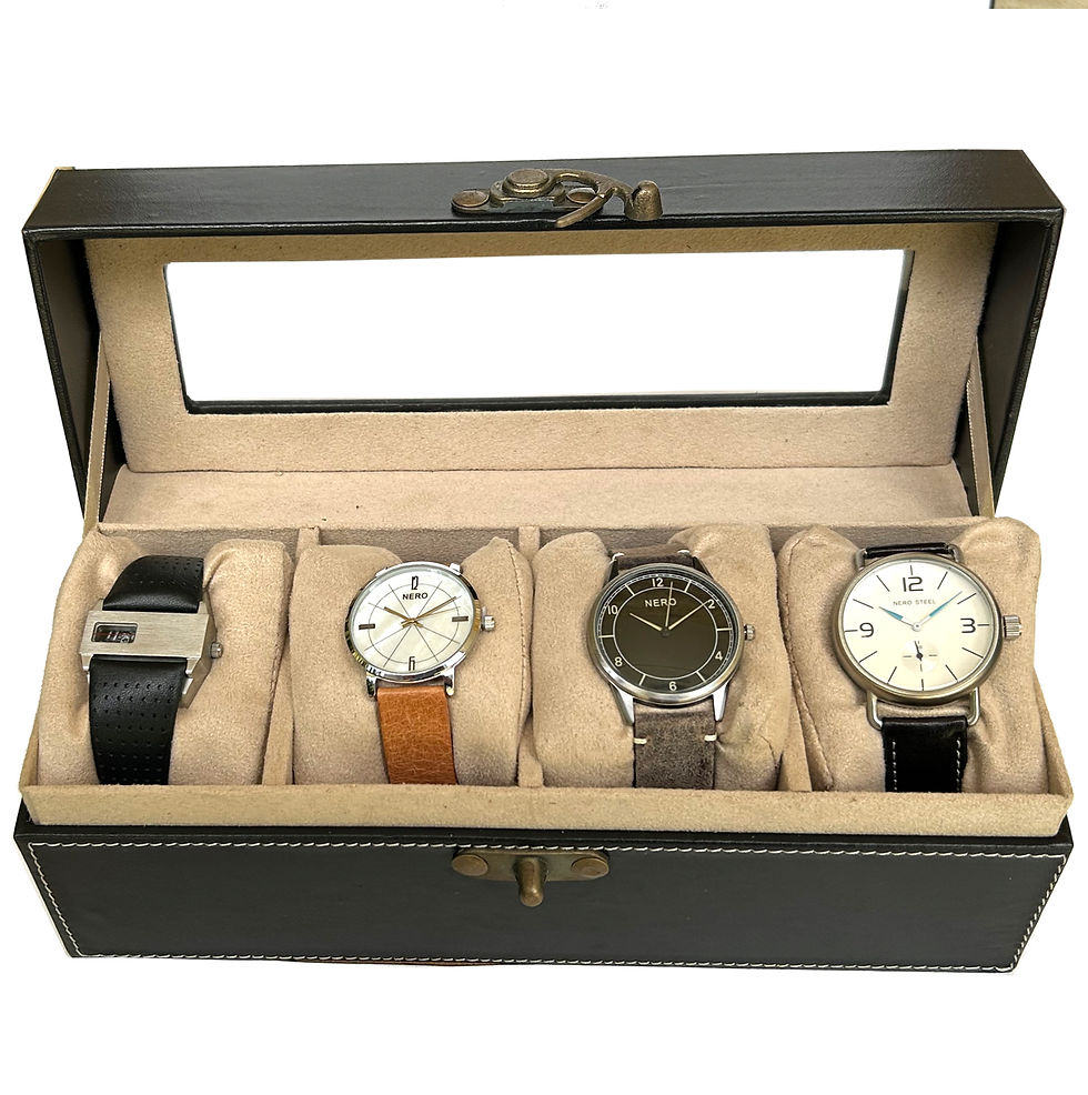 Black leather watch box by NERO Australia