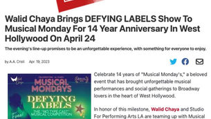Walid Chaya in BroadwayWorld News for “Defying Labels” Show at Musical Mondays West Hollywood