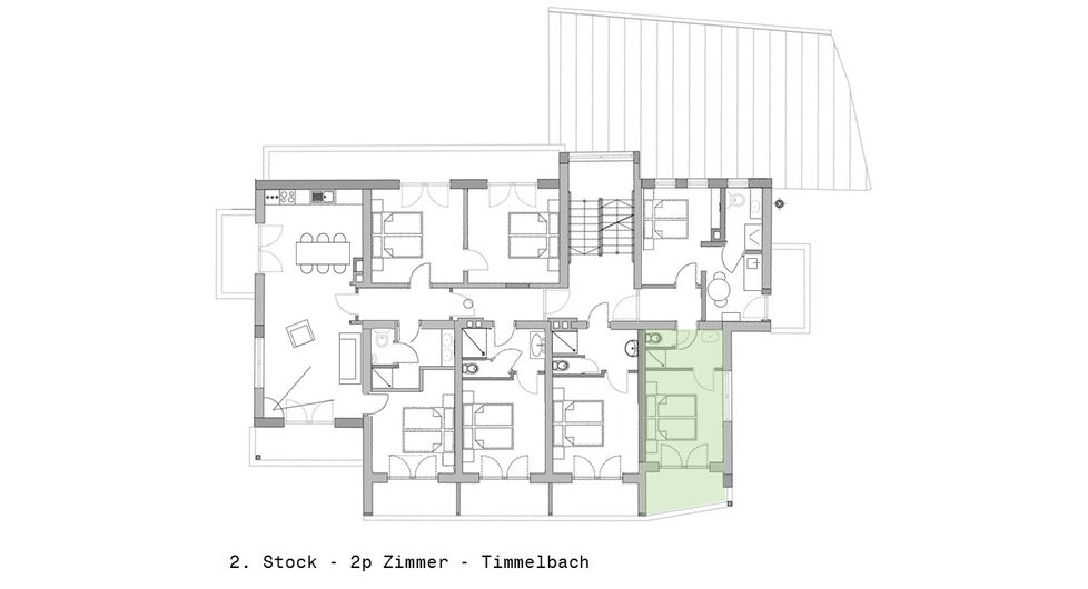 Grundriss vom Zimmer 1 Timmelbach im 2. Stock.