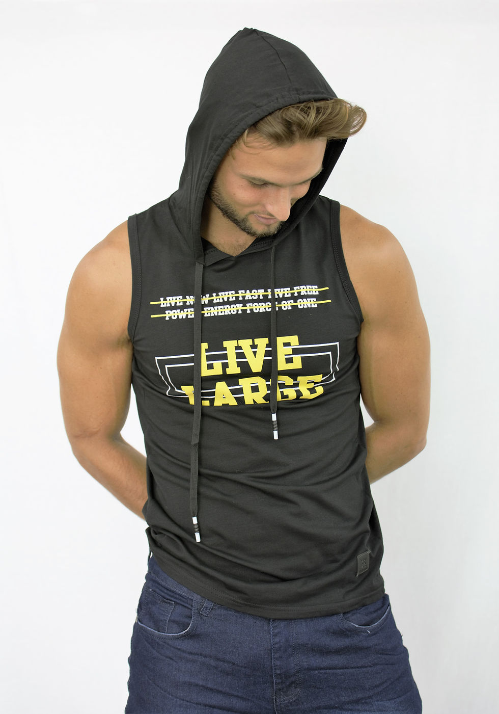 Thumbnail: Etzo "Live Large" Sleeveless Hoodie  (7778)