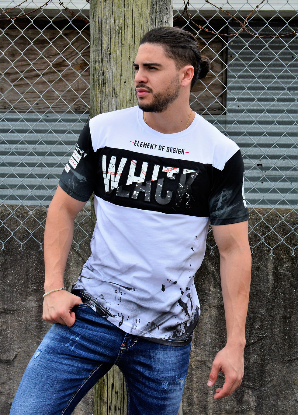 Thumbnail: Etzo  "White/Black" Urban Graphic Tee Shirt (TK7803)