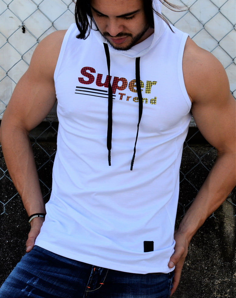 Thumbnail: Etzo "Super Trend" Urban Sleeveless Hoddie Tee Shirt (T7781)