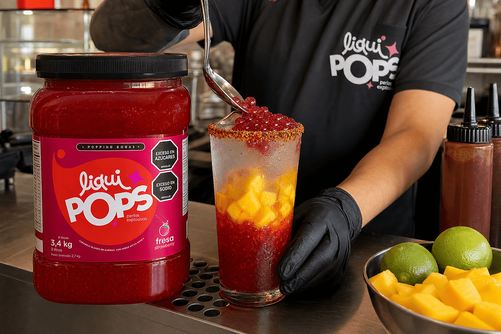 Soda chamoyada con perlas explosivas: insumos al por mayor para bares y HORECA