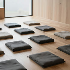 Cushions arranged for group meditation