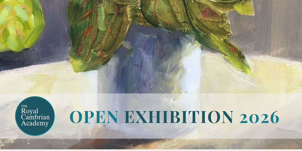 Part of a plant featured in the oil painting by Valentina Teghillo with the logo of the Royal Cambrian Academy and the writing Open Exhibition 2026