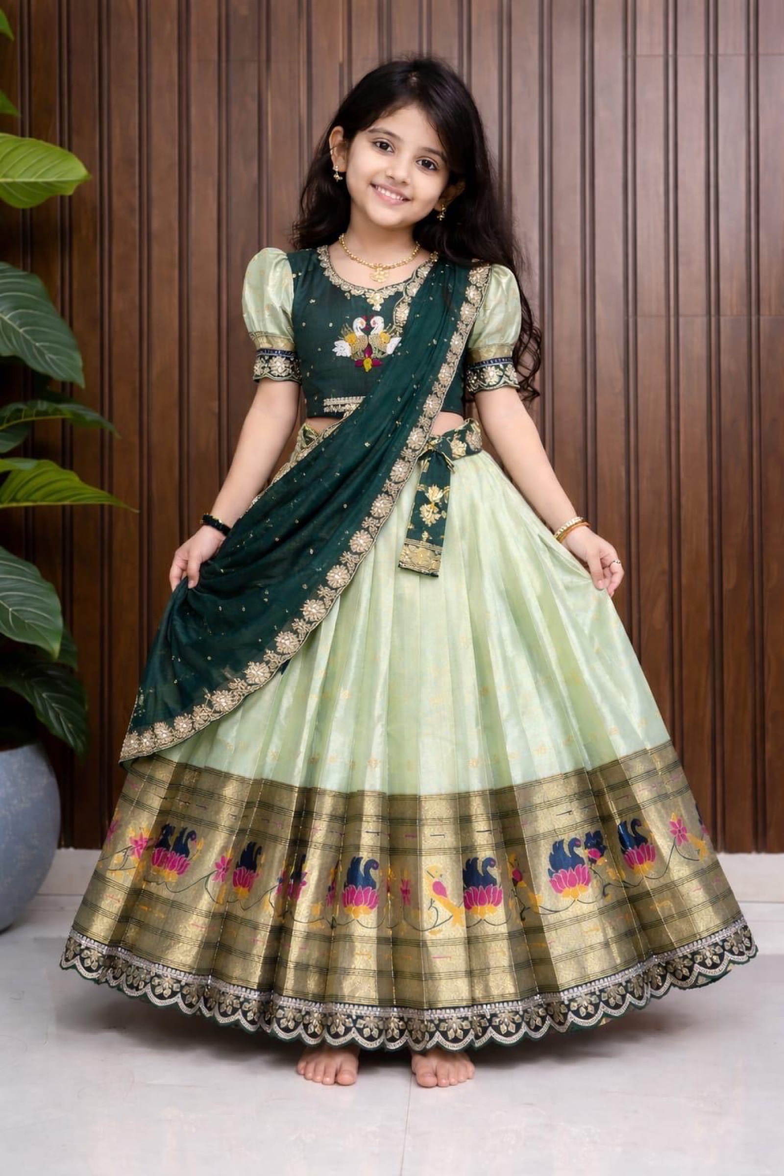 Girls Traditional Embroidered Lehenga Choli Set