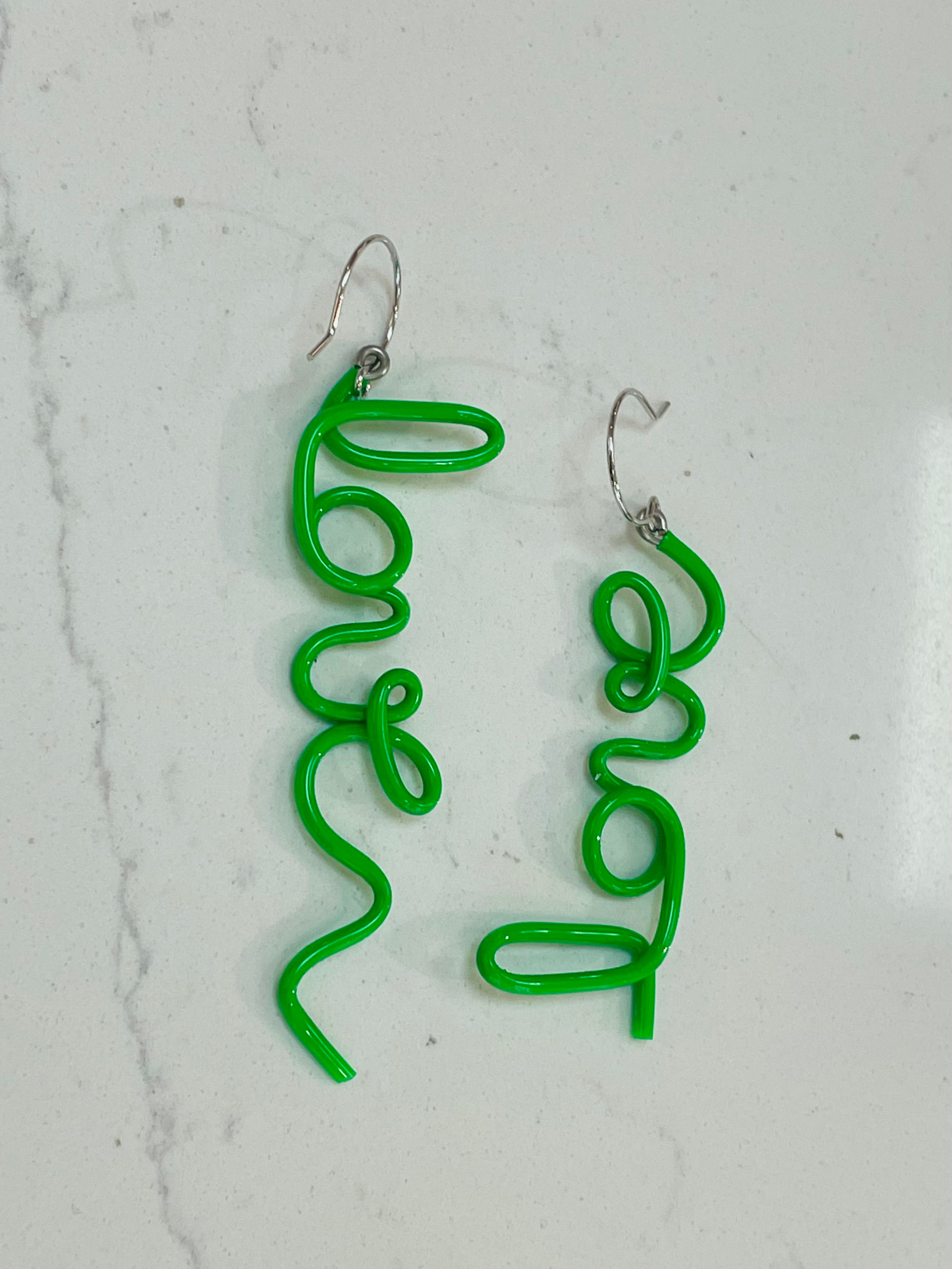 Boucles d'oreilles "Love" verte