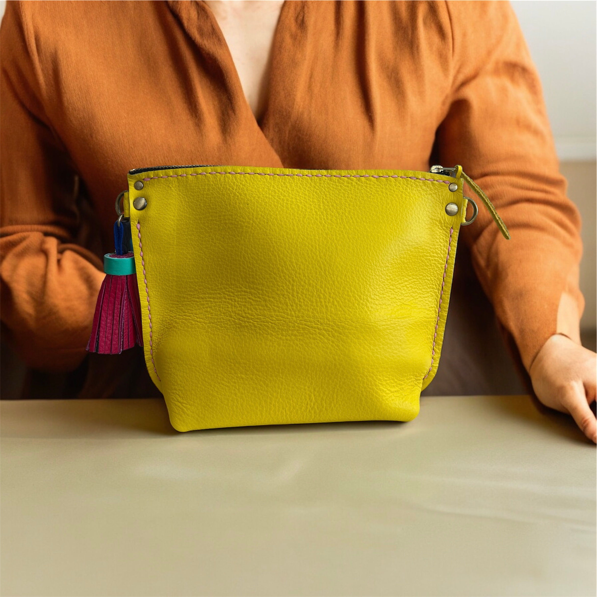 Sac bandoulière cuir jaune