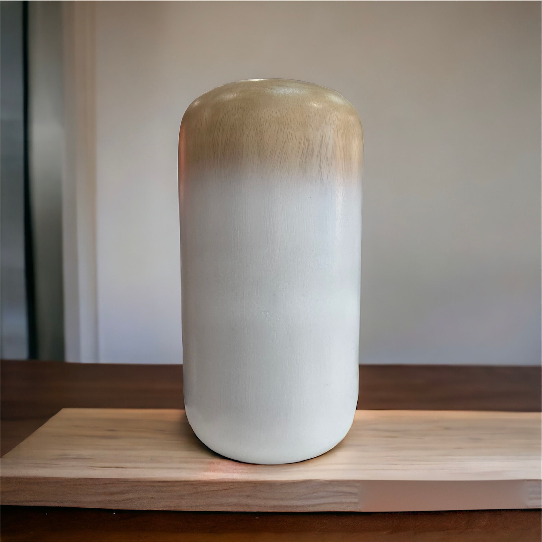 Vase en bois "Poudré" blanc