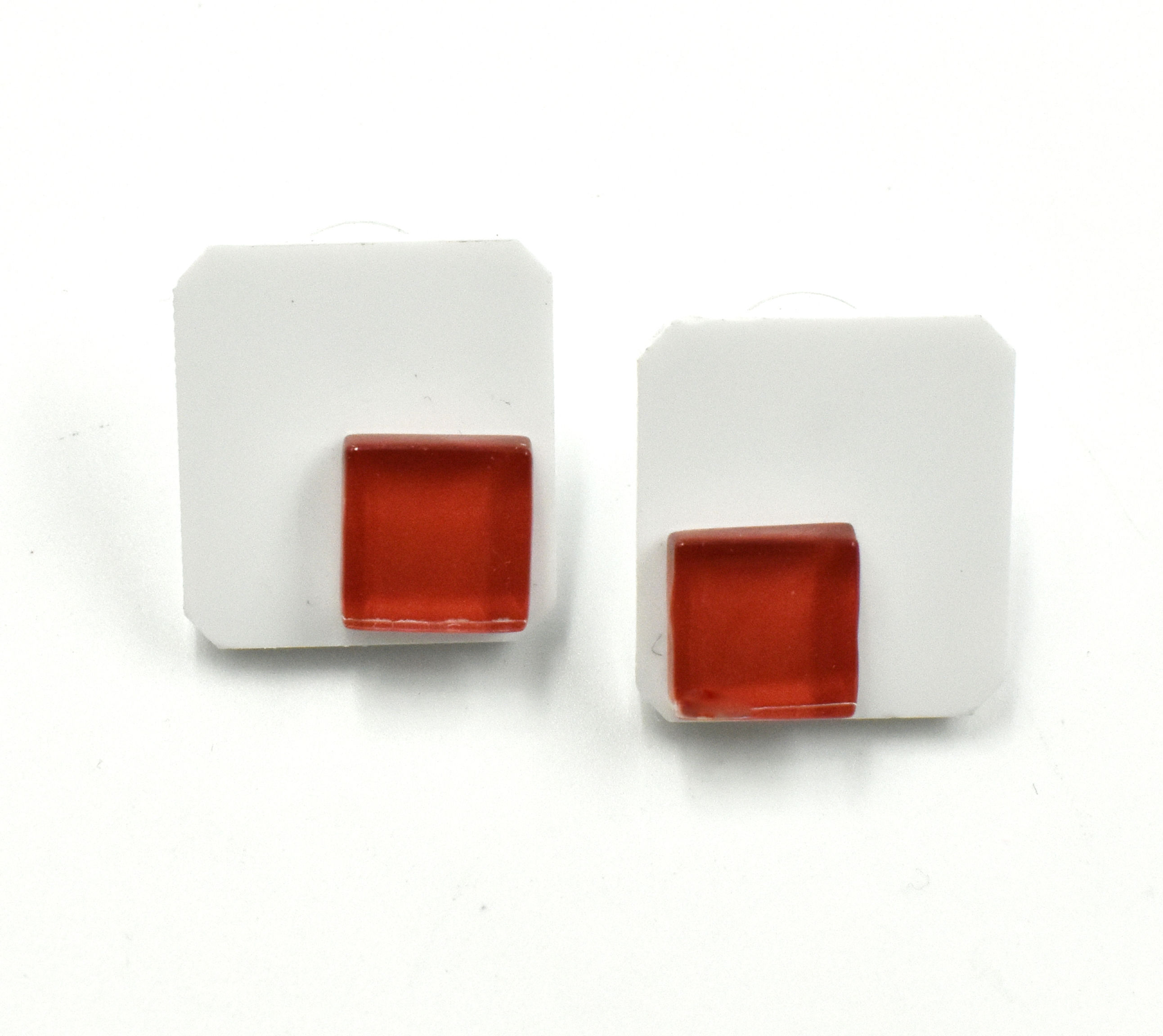 Boucles d'oreilles "Petite Vibration"blanc/rouge
